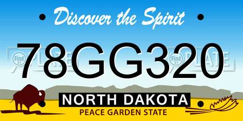 78GG320 North Dakota License Plate