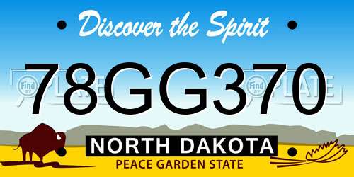 78GG370 North Dakota License Plate