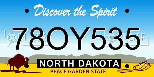 78OY535 North Dakota License Plate