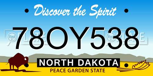 78OY538 North Dakota License Plate