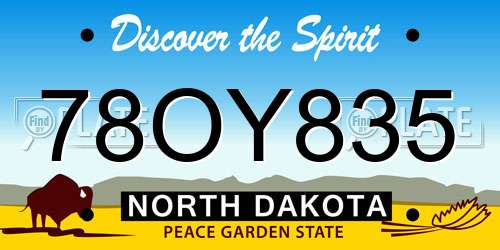 78OY835 North Dakota License Plate