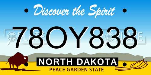 78OY838 North Dakota License Plate