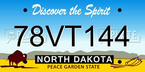 78VT144 North Dakota License Plate