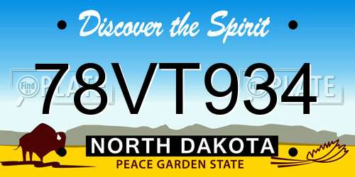 78VT934 North Dakota License Plate
