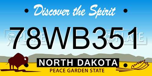 78WB351 North Dakota License Plate