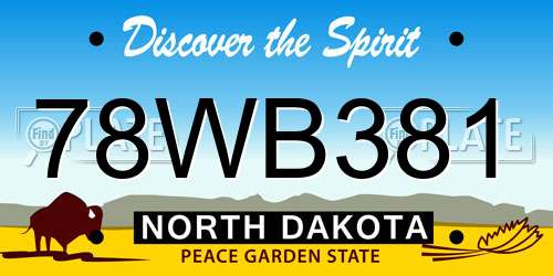 78WB381 North Dakota License Plate