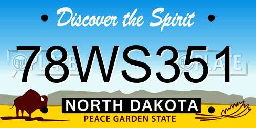 78WS351 North Dakota License Plate