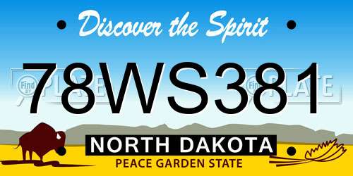78WS381 North Dakota License Plate