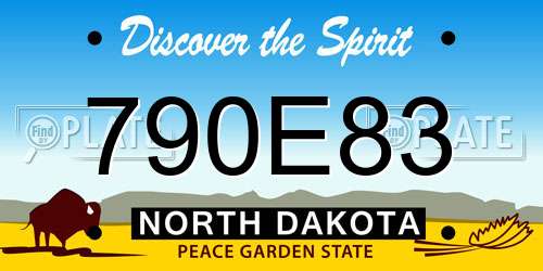 790E83 North Dakota License Plate