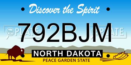 792BJM North Dakota License Plate