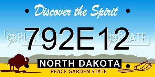 792E12 North Dakota License Plate
