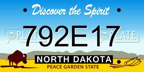 792E17 North Dakota License Plate