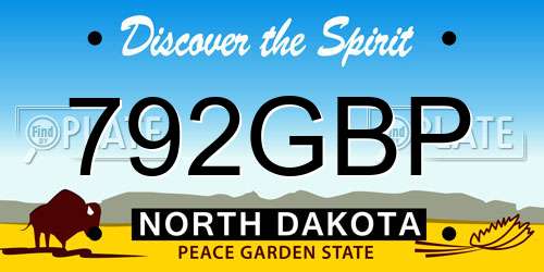 792GBP North Dakota License Plate