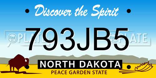 793JB5 North Dakota License Plate