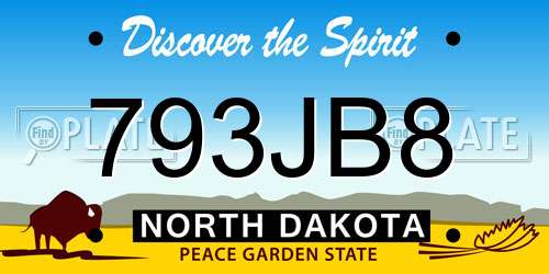 793JB8 North Dakota License Plate