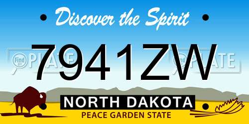 7941ZW North Dakota License Plate