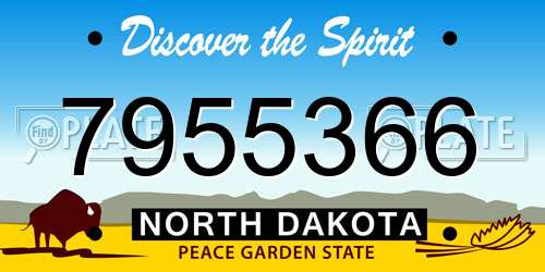 7955366 North Dakota License Plate
