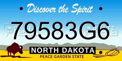 79583G6 North Dakota License Plate