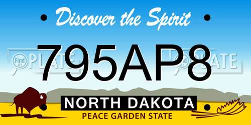 795AP8 North Dakota License Plate