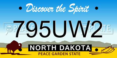 795UW2 North Dakota License Plate