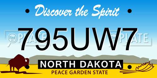 795UW7 North Dakota License Plate