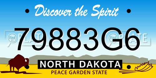 79883G6 North Dakota License Plate