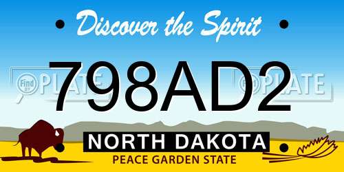 798AD2 North Dakota License Plate