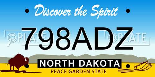 798ADZ North Dakota License Plate
