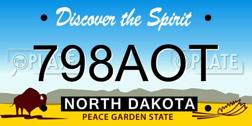 798AOT North Dakota License Plate