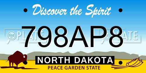 798AP8 North Dakota License Plate