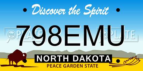 798EMU North Dakota License Plate