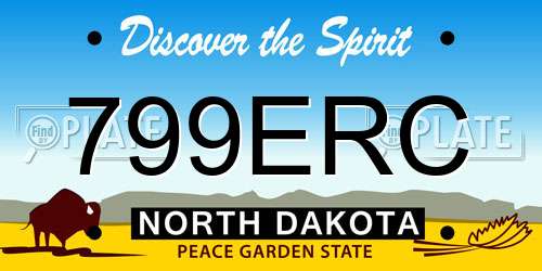 799ERC North Dakota License Plate