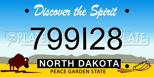 799I28 North Dakota License Plate
