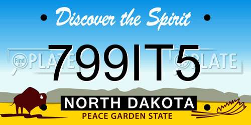 799IT5 North Dakota License Plate