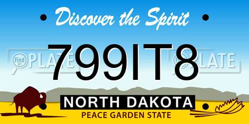799IT8 North Dakota License Plate