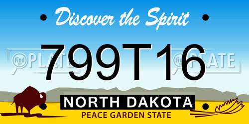 799T16 North Dakota License Plate