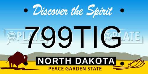 799TIG North Dakota License Plate