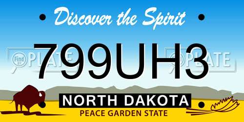 799UH3 North Dakota License Plate