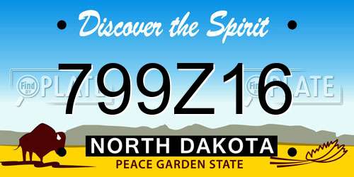 799Z16 North Dakota License Plate