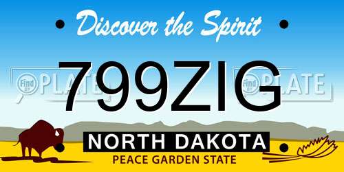 799ZIG North Dakota License Plate
