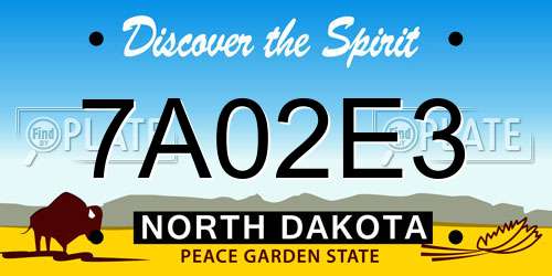 7A02E3 North Dakota License Plate
