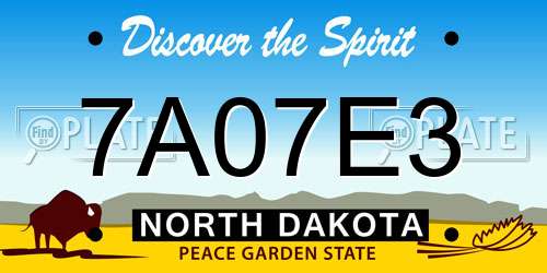 7A07E3 North Dakota License Plate