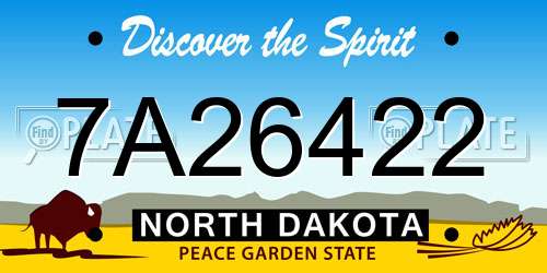 7A26422 North Dakota License Plate