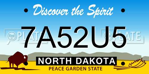 7A52U5 North Dakota License Plate