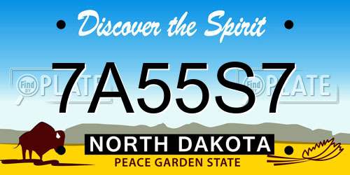 7A55S7 North Dakota License Plate