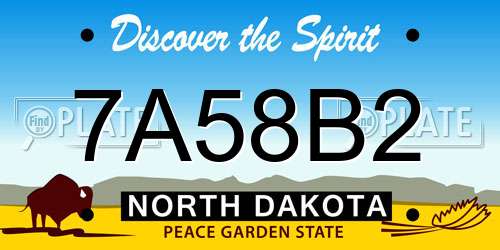 7A58B2 North Dakota License Plate