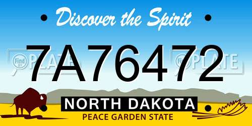 7A76472 North Dakota License Plate