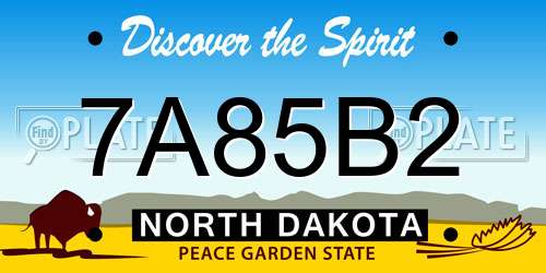 7A85B2 North Dakota License Plate