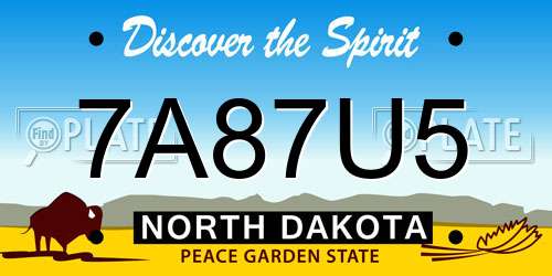 7A87U5 North Dakota License Plate