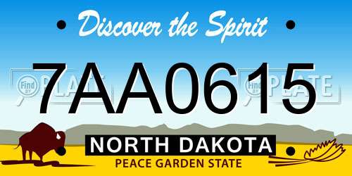 7AA0615 North Dakota License Plate